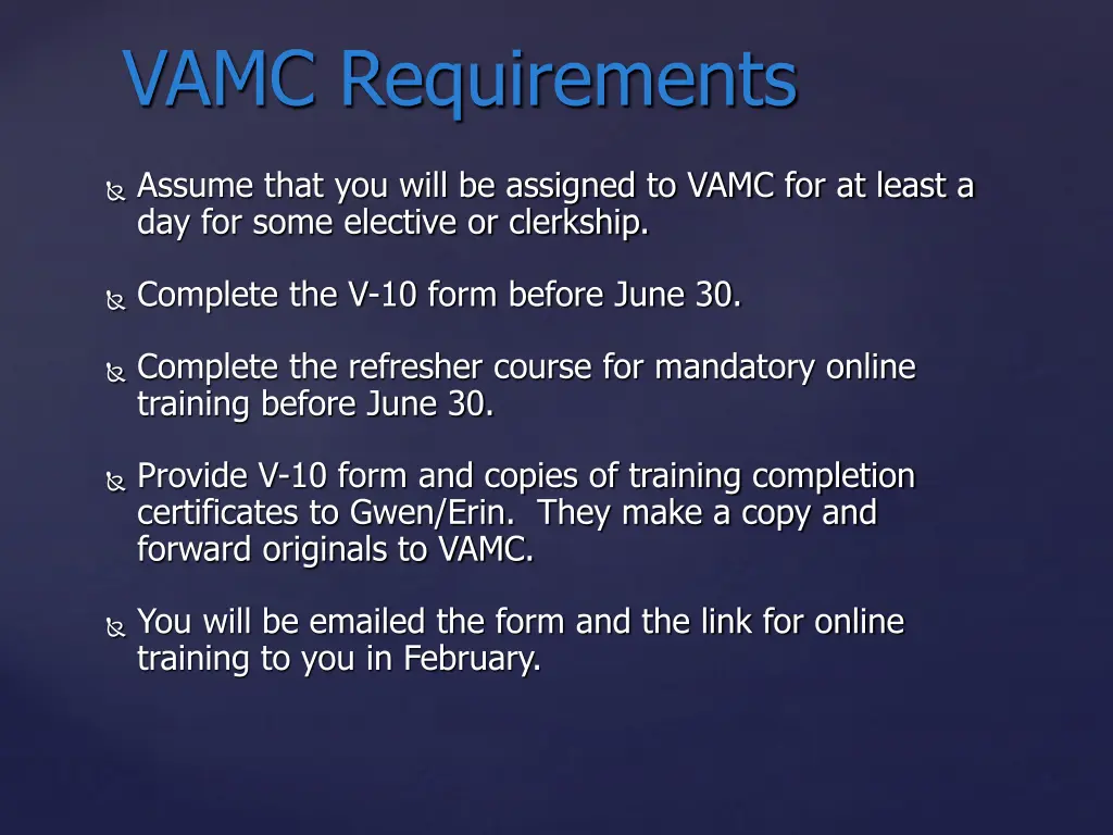 vamc requirements