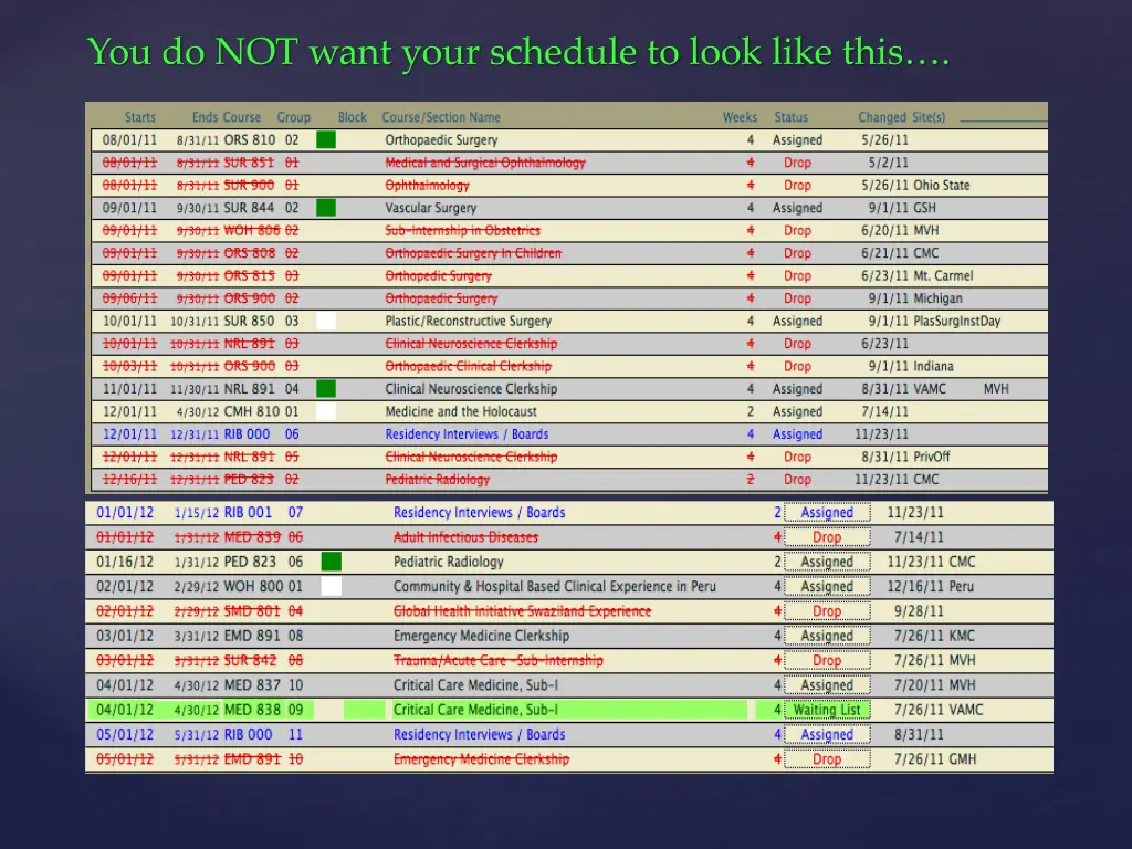 you do not want your schedule to look like this