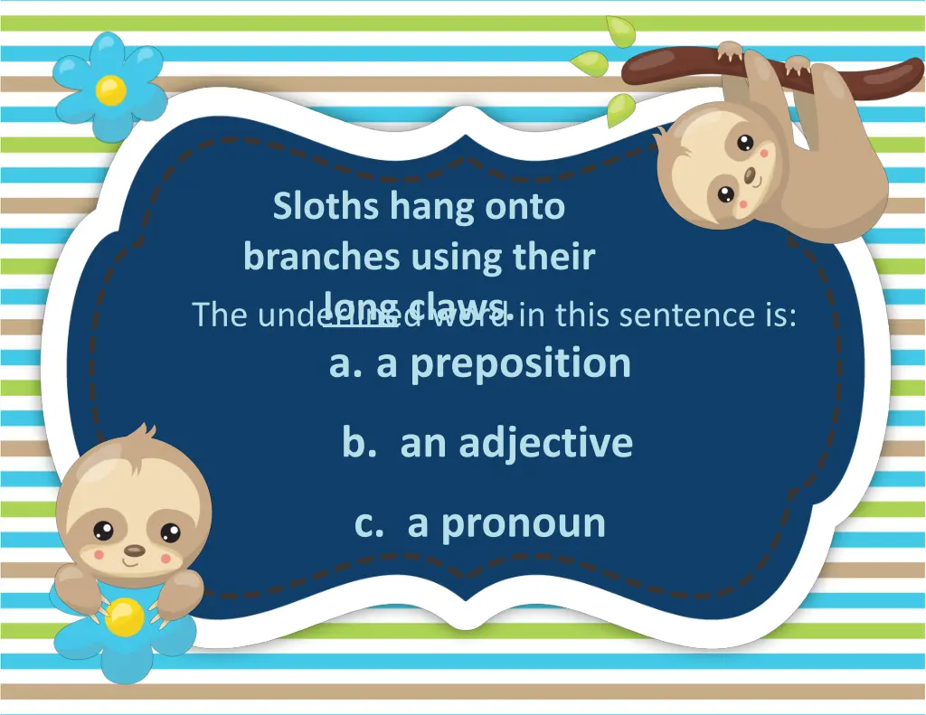 sloths hang onto branches using their long claws