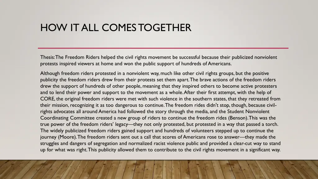 how it all comes together
