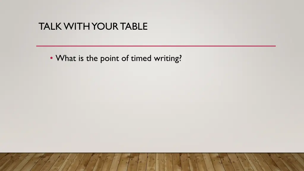talk with your table 1
