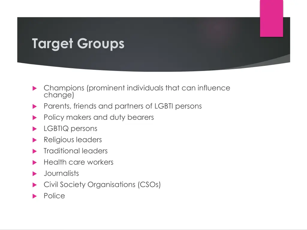 target groups