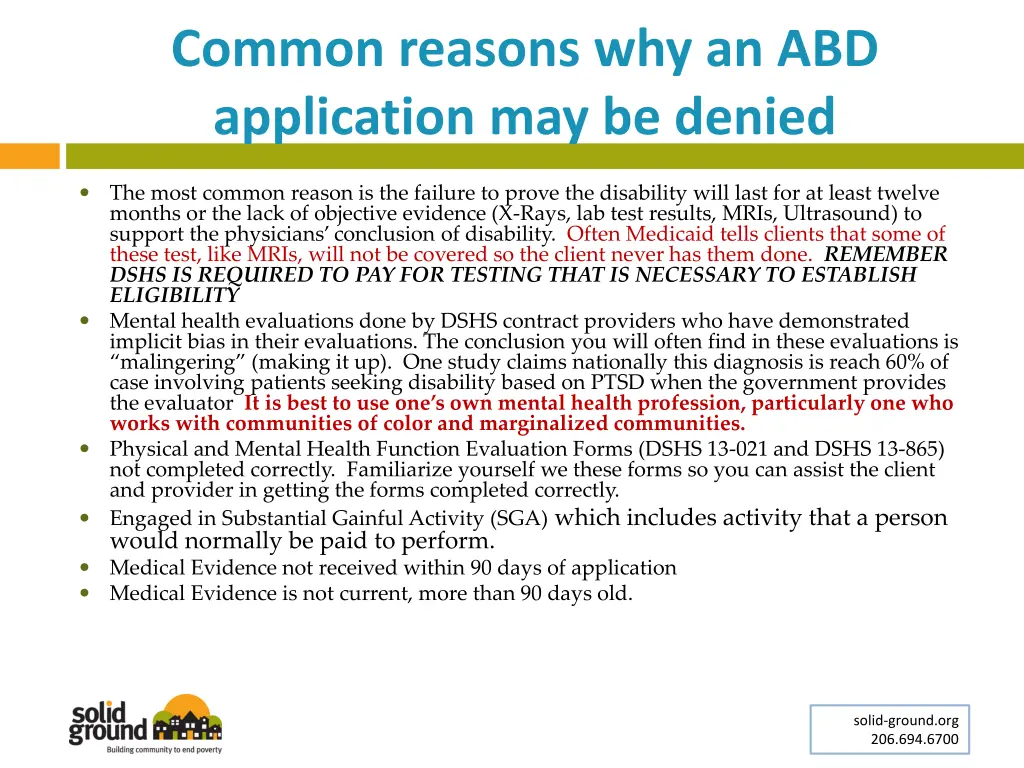 common reasons why an abd application