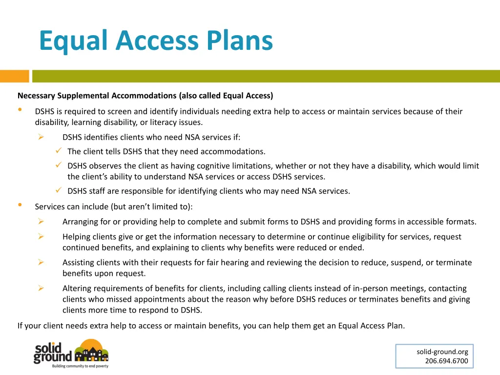 equal access plans