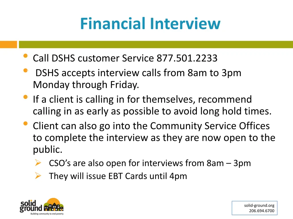 financial interview