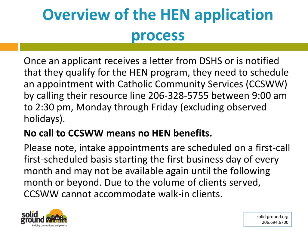 overview of the hen application process