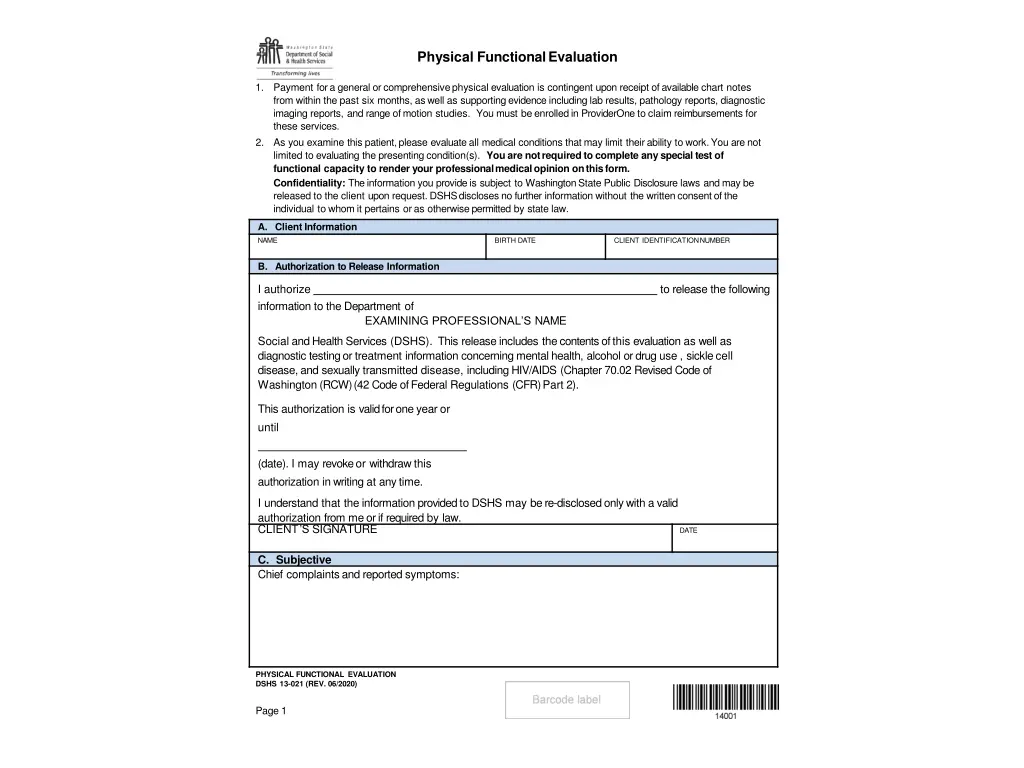 physical functionalevaluation