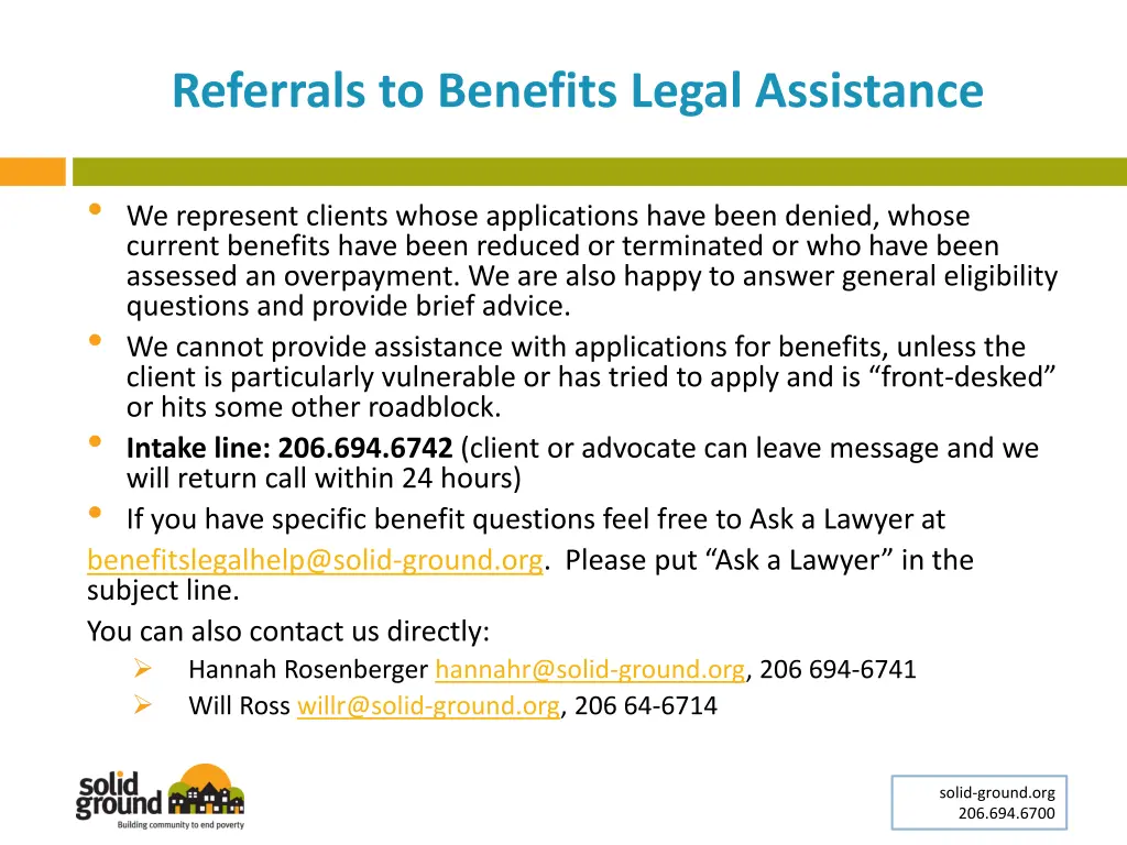 referrals to benefits legal assistance