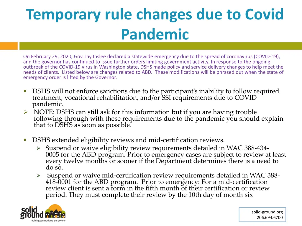temporary rule changes due to covid pandemic