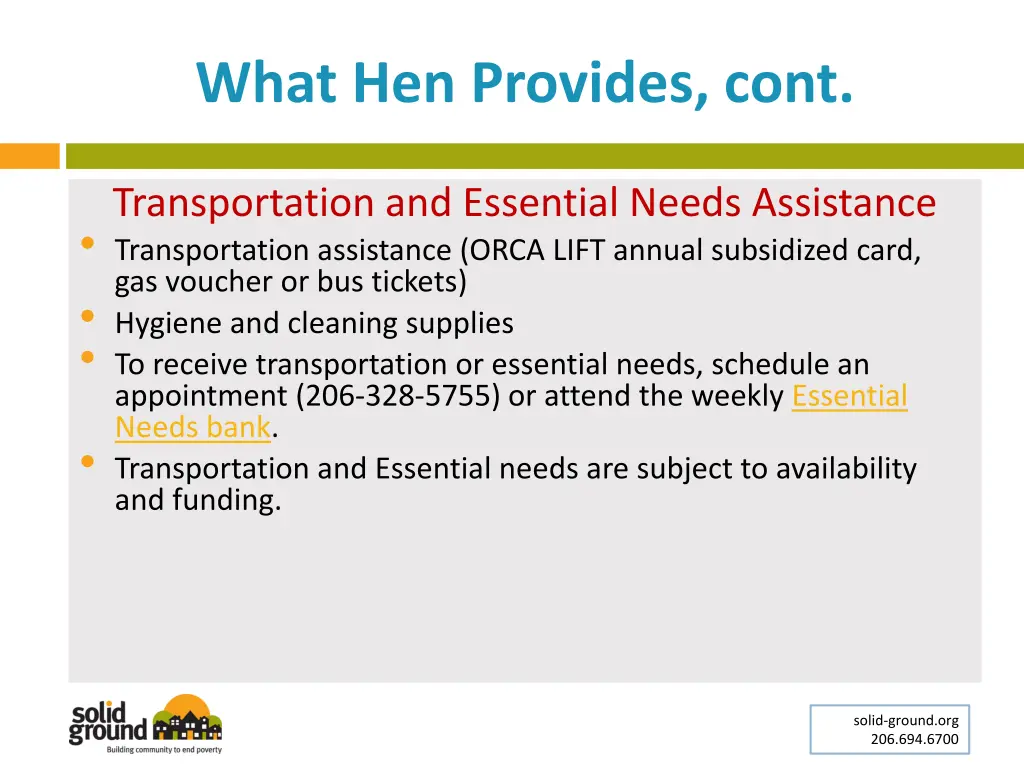 what hen provides cont