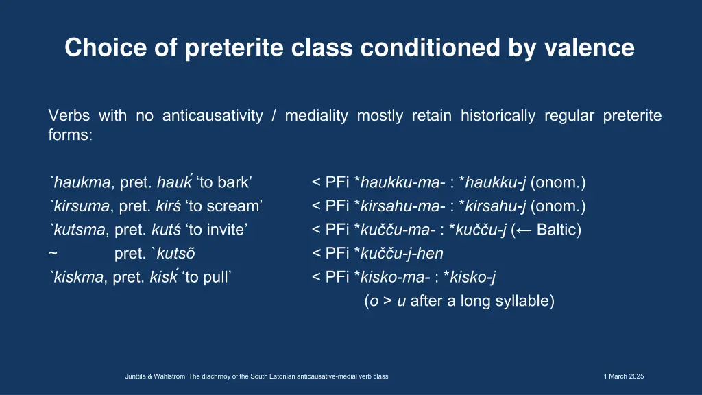 choice of preterite class conditioned by valence 1