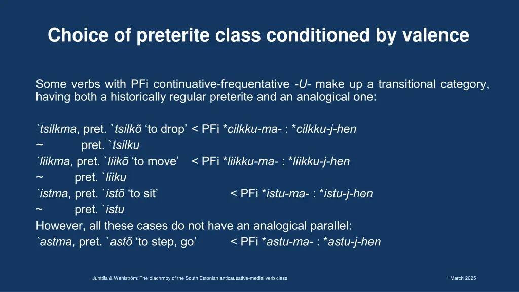 choice of preterite class conditioned by valence 2