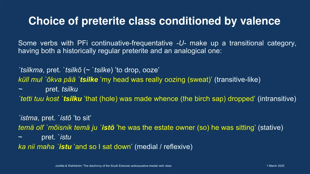 choice of preterite class conditioned by valence 3