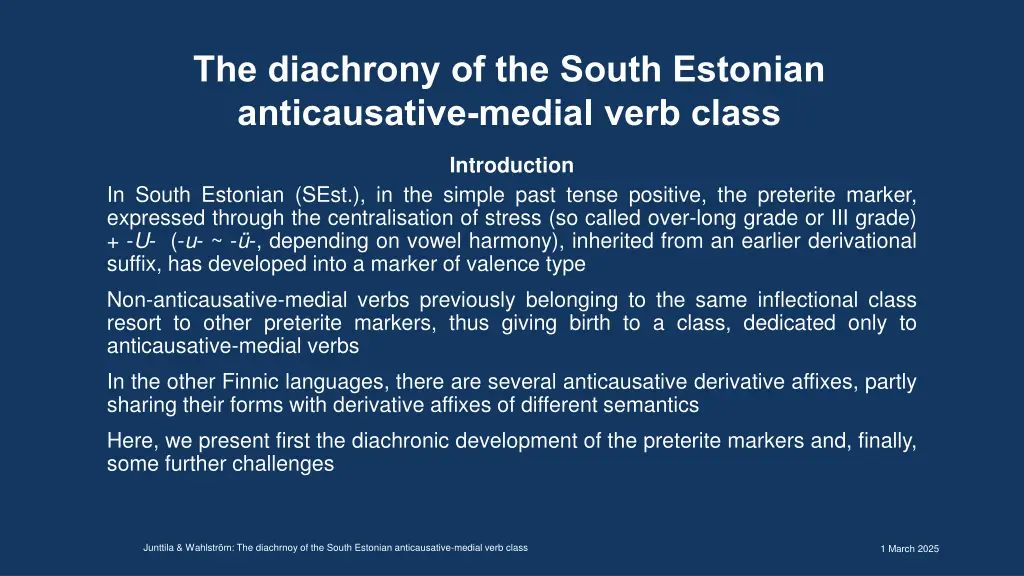the diachrony of the south estonian anticausative 1