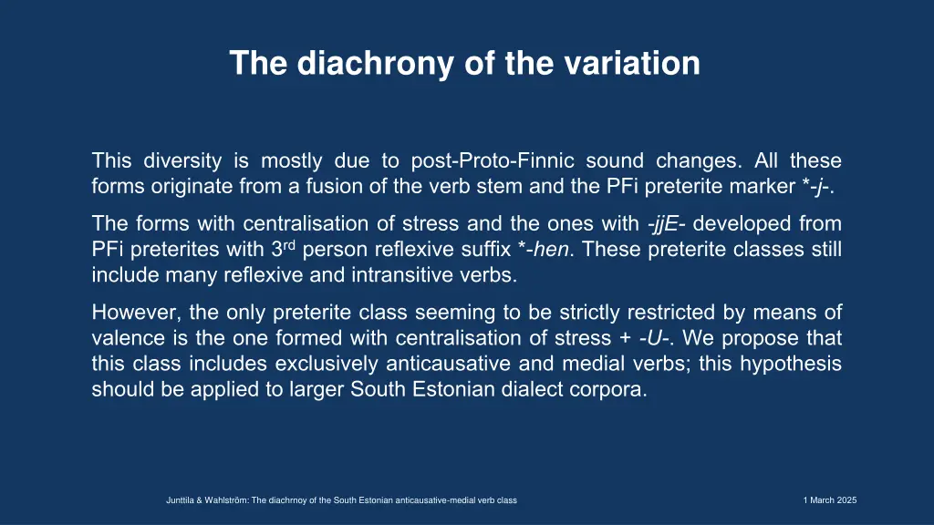 the diachrony of the variation