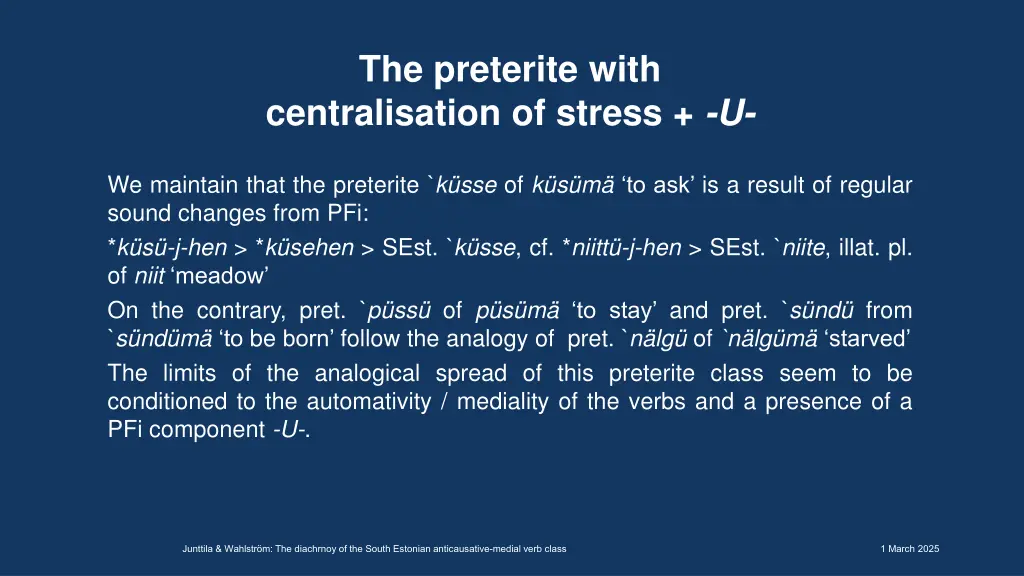 the preterite with centralisation of stress u 2