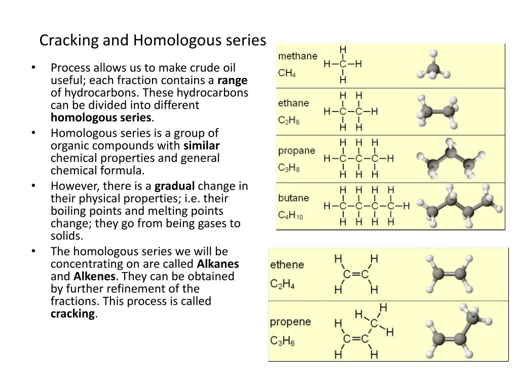 cracking and homologous series
