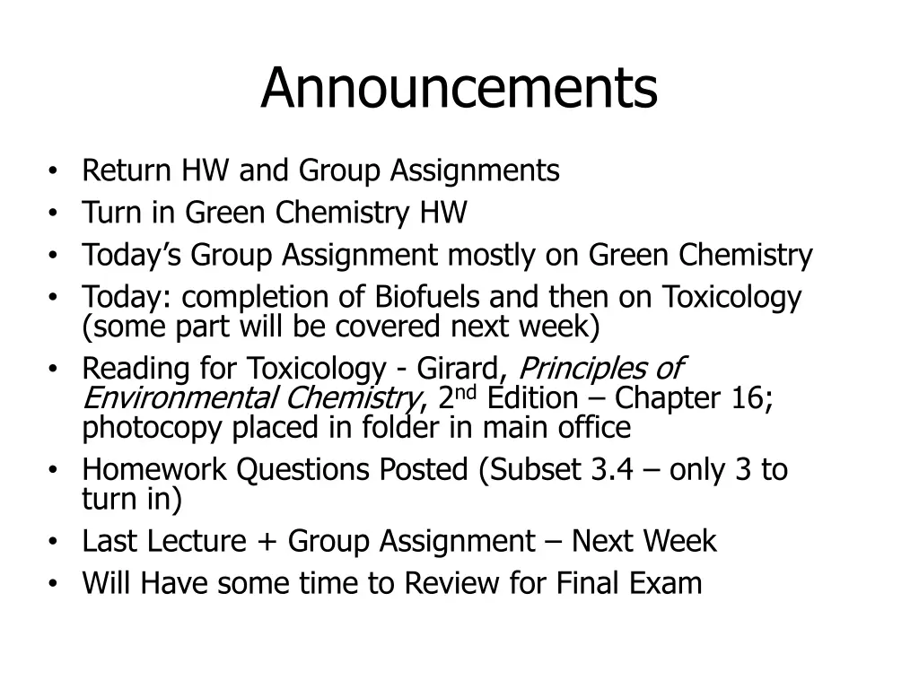 announcements