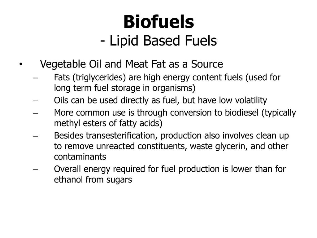 biofuels lipid based fuels