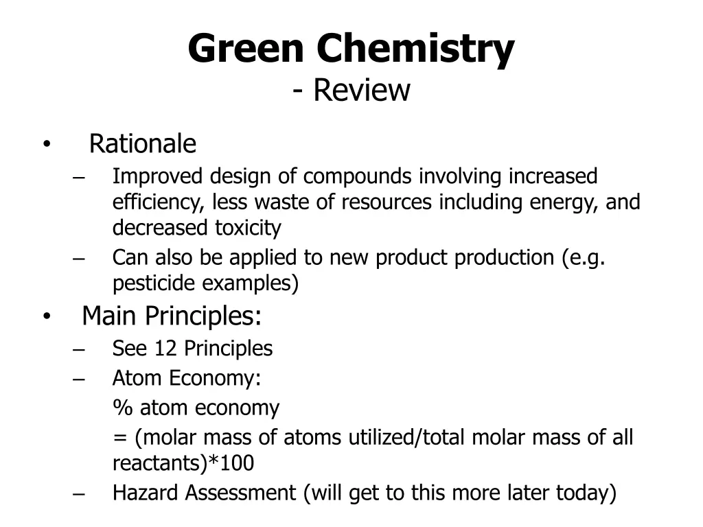 green chemistry review