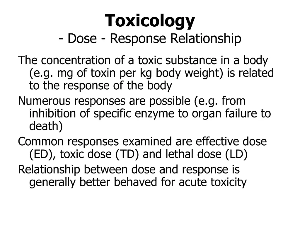 toxicology dose response relationship