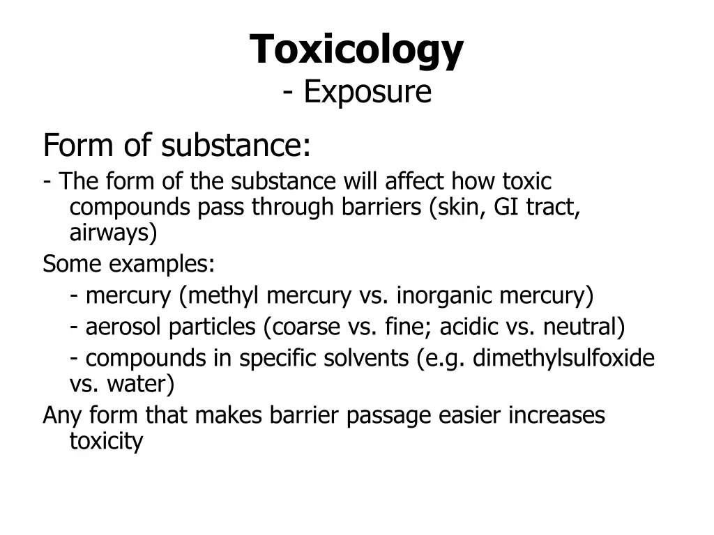 toxicology exposure 1