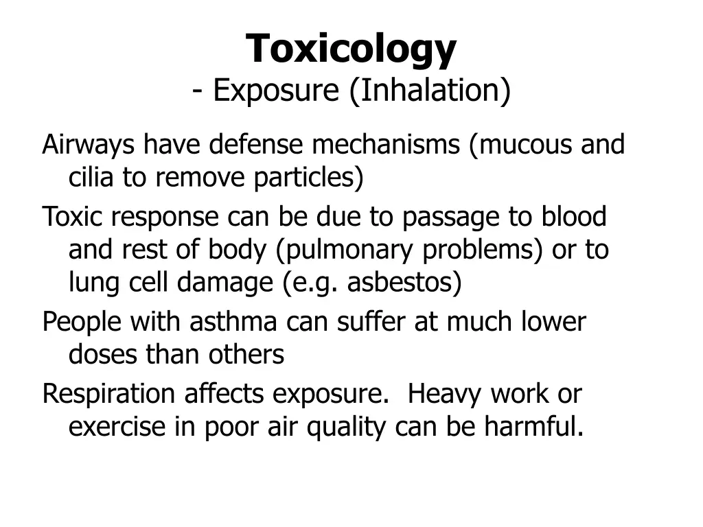 toxicology exposure inhalation