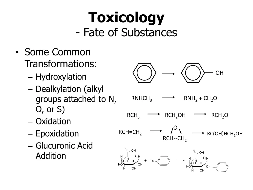 toxicology fate of substances 1