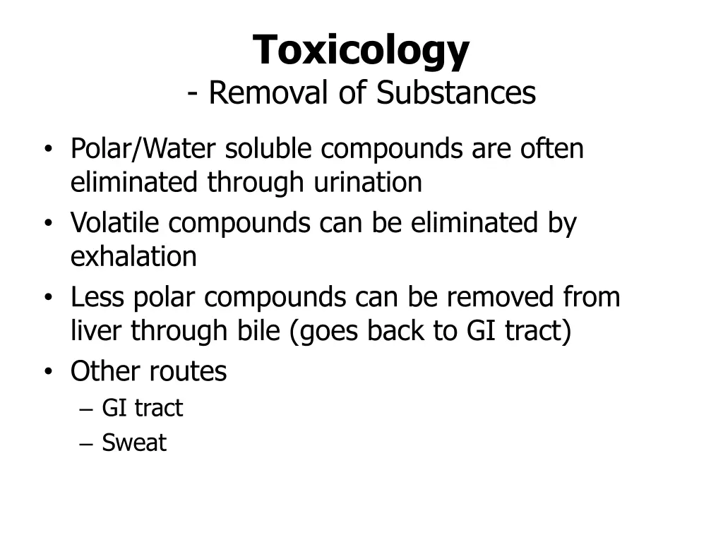 toxicology removal of substances