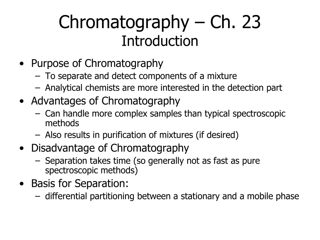 chromatography ch 23 introduction