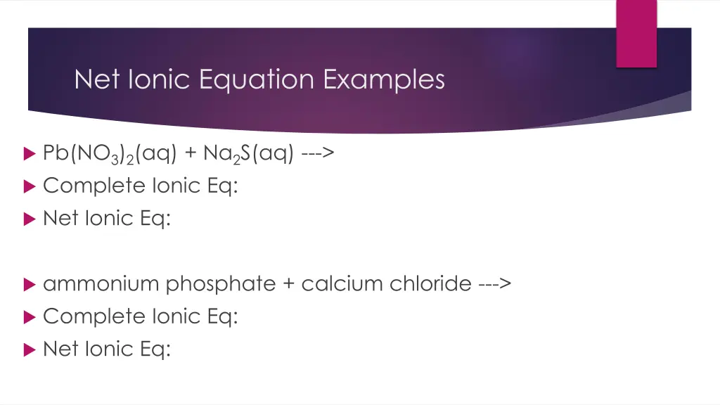 net ionic equation examples