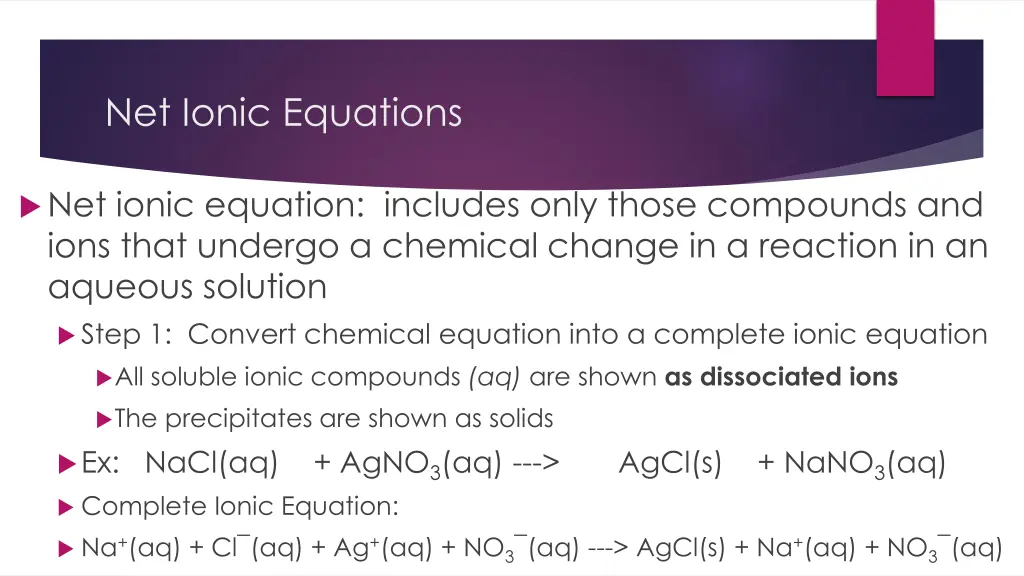 net ionic equations