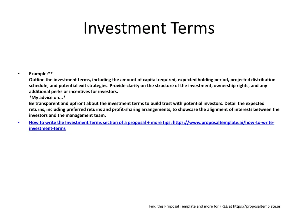 investment terms