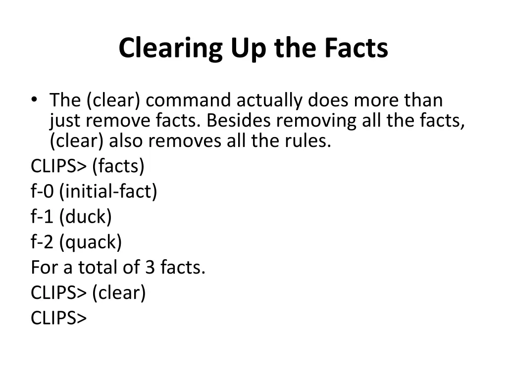 clearing up the facts
