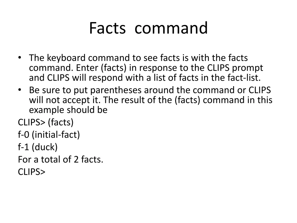 facts command