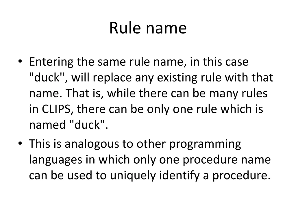 rule name