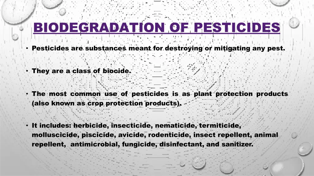 biodegradation of pesticides