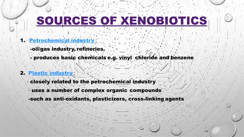 sources of xenobiotics