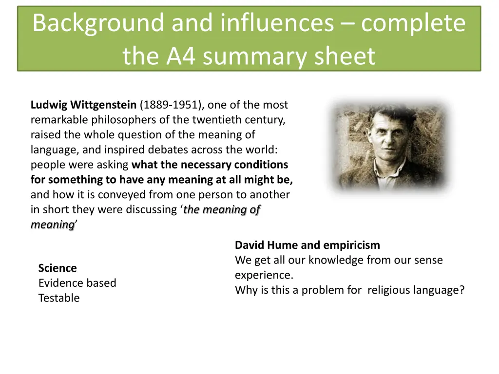 background and influences complete the a4 summary