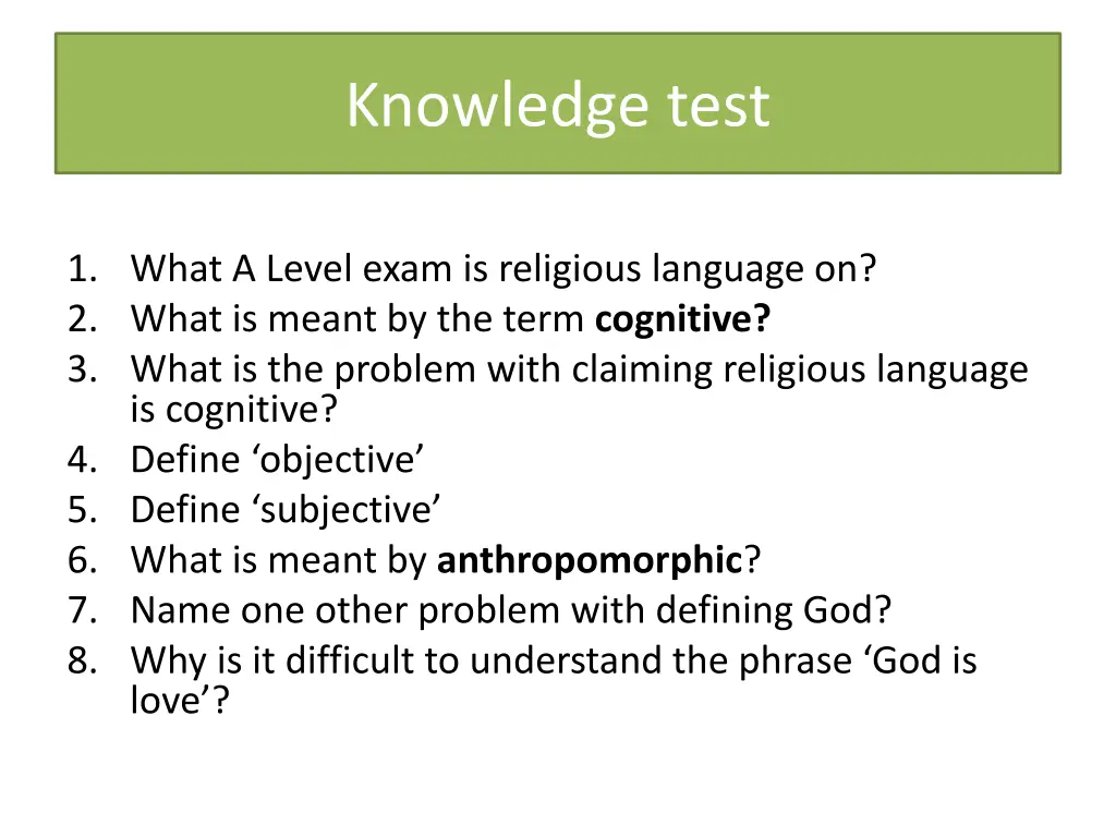 knowledge test