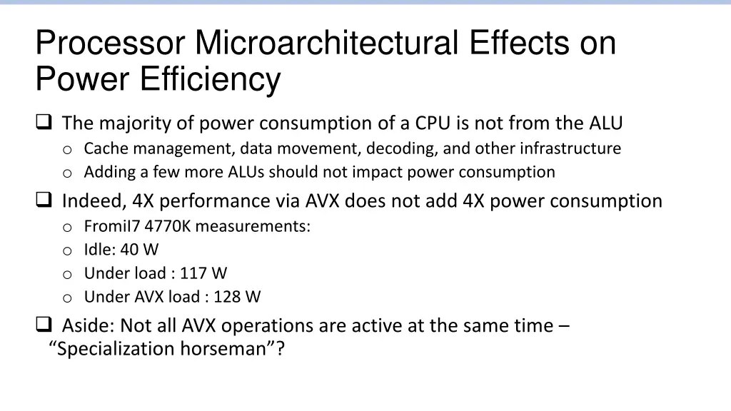 processor microarchitectural effects on power