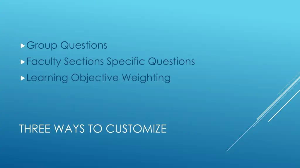 group questions faculty sections specific
