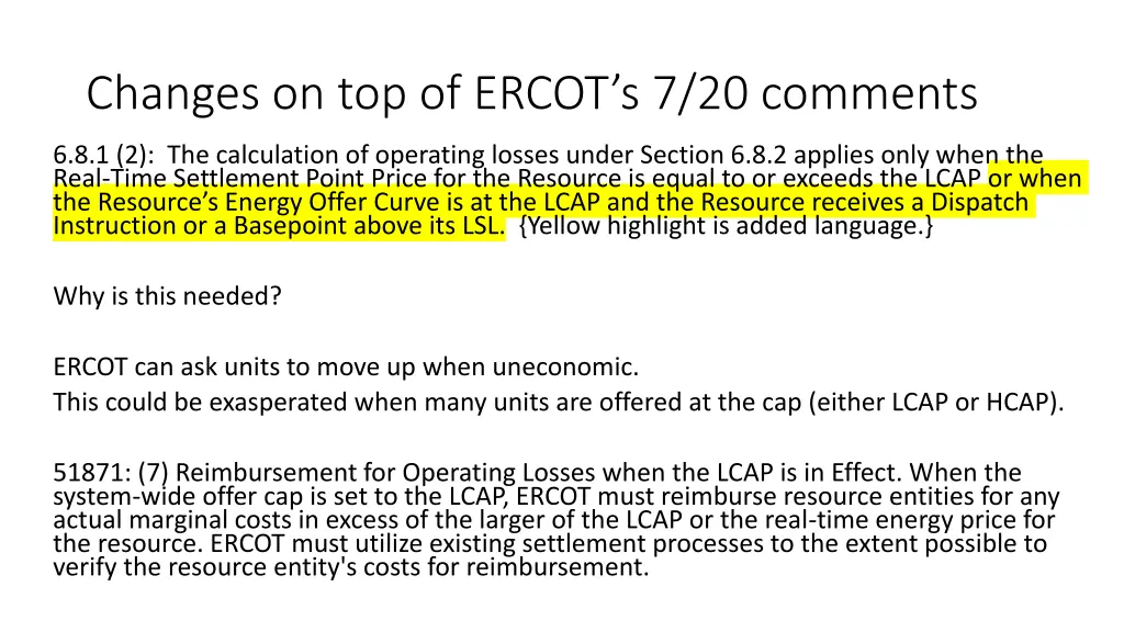 changes on top of ercot s 7 20 comments 1