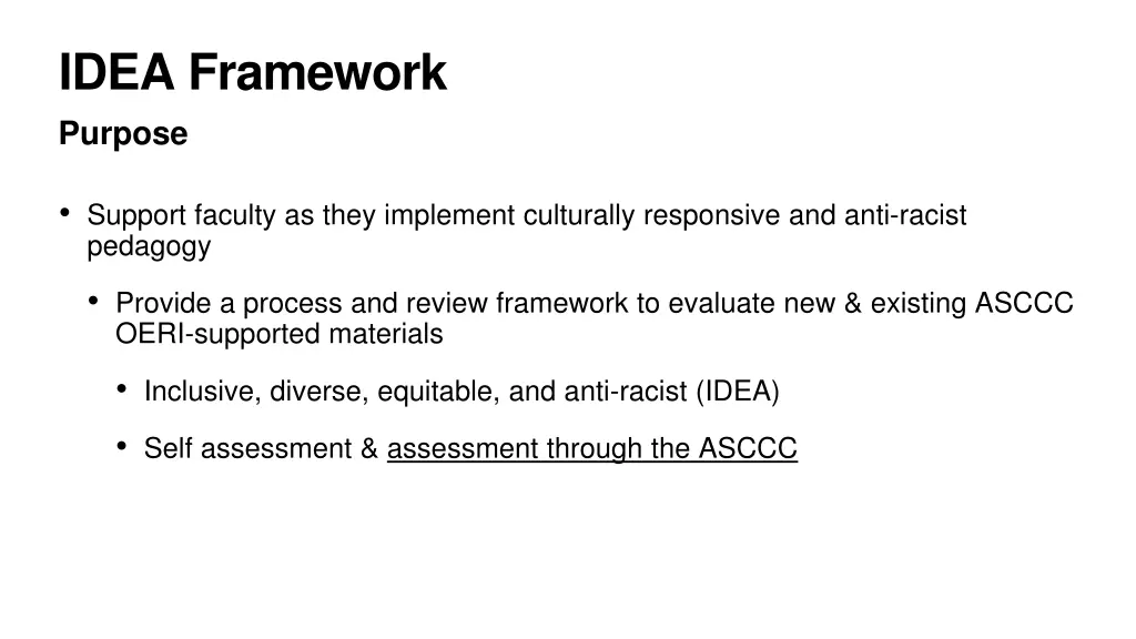 idea framework purpose