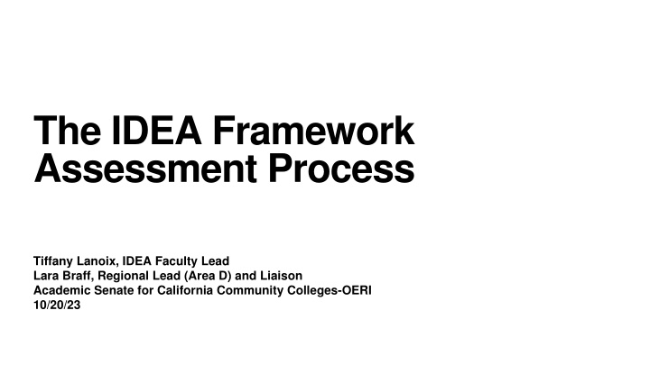 the idea framework assessment process