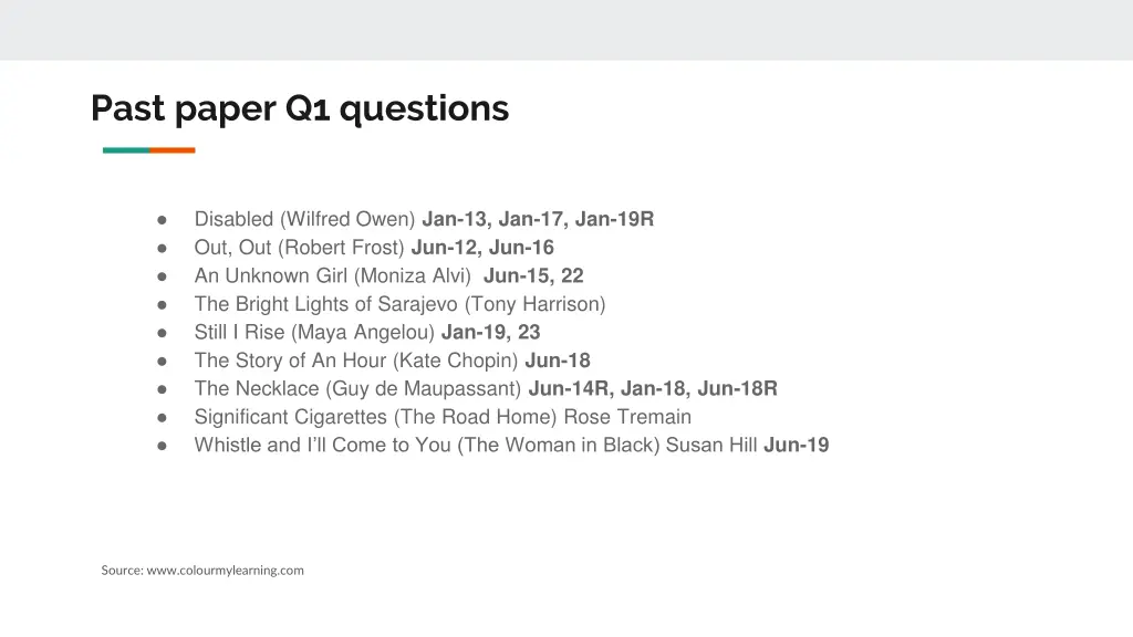 past paper q1 questions