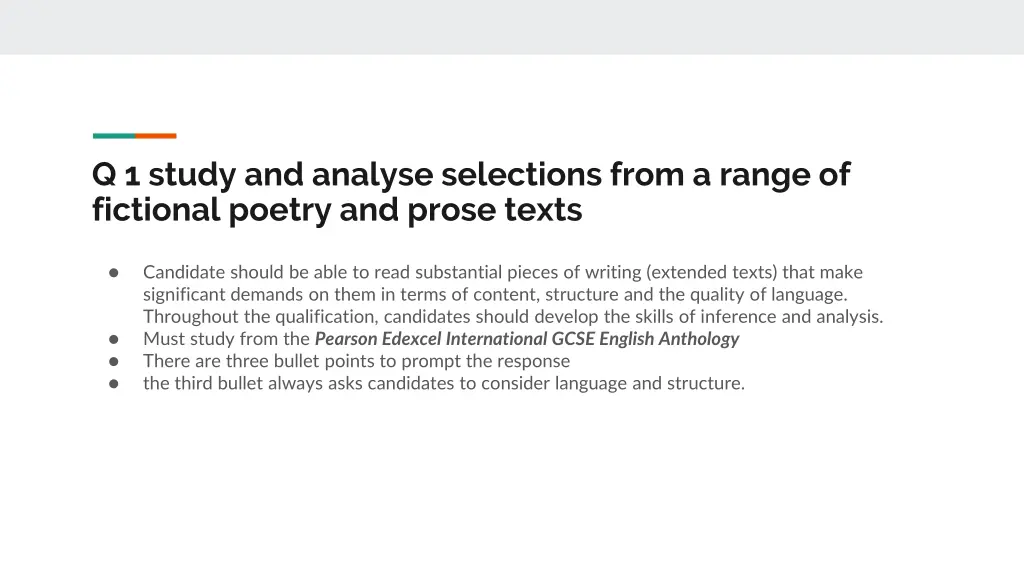 q 1 study and analyse selections from a range