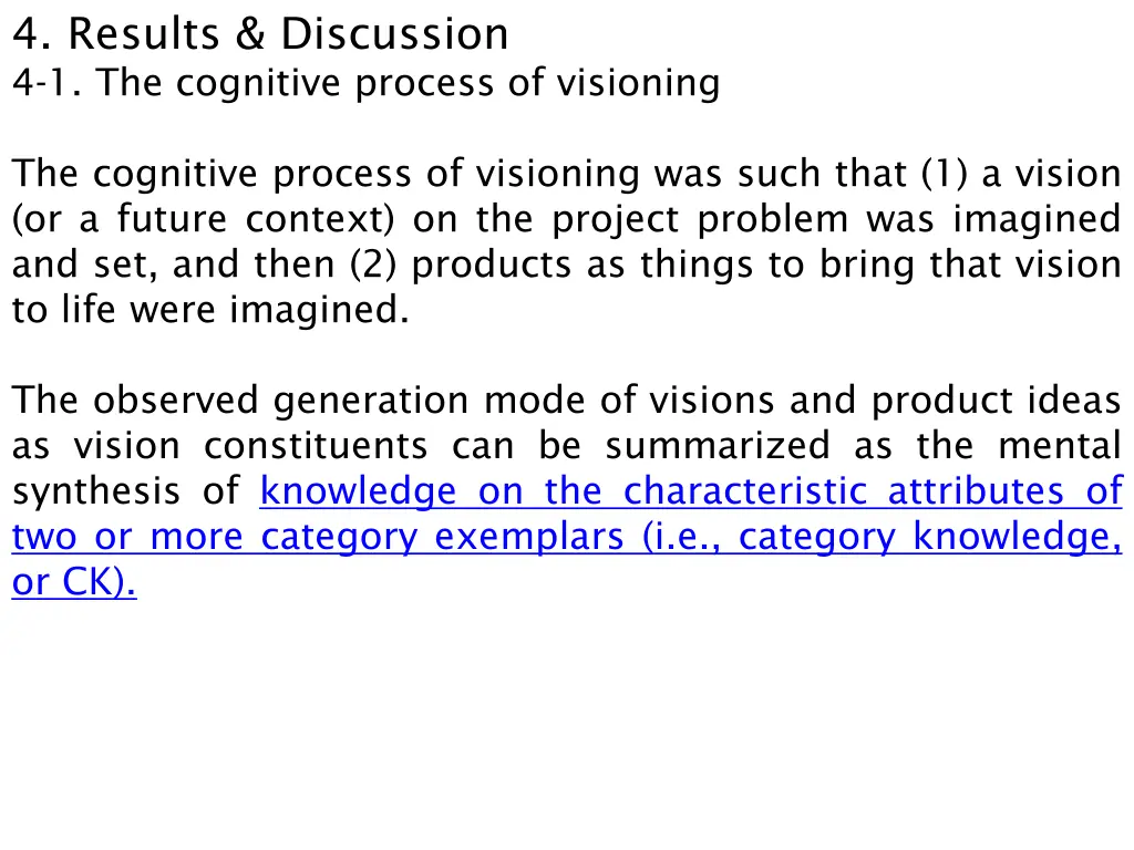 4 results discussion 4 1 the cognitive process