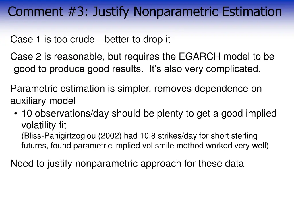 comment 3 justify nonparametric estimation