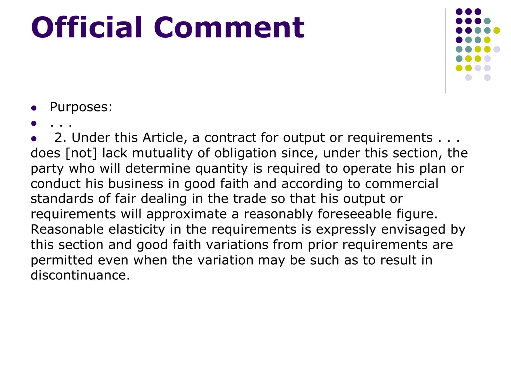 official comment